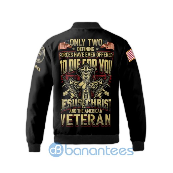 Eagle U.S Marine Veteran Eagle Jesus Light Only Two Defining Forces Fleece Bomber Jacket Product Photo