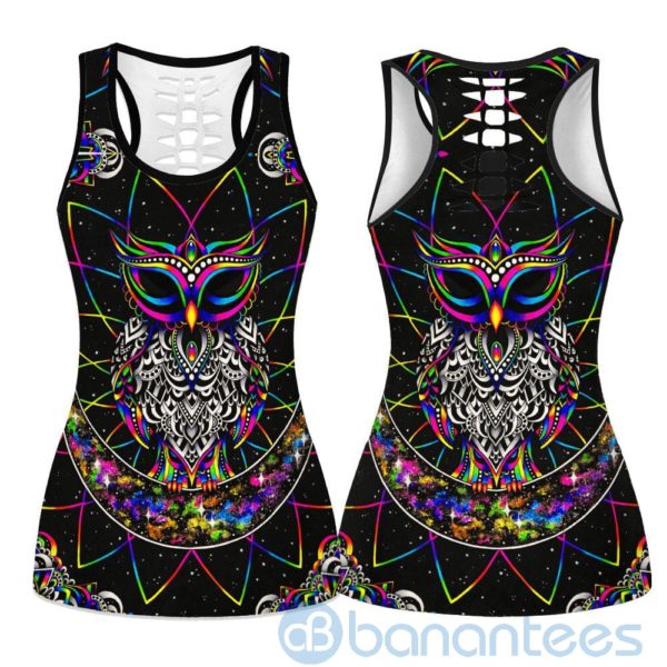 Electro Owl Yoga Mandala Hollow Tank And Legging Outfit Product Photo