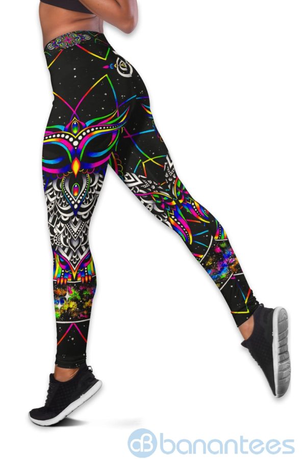 Electro Owl Yoga Mandala Hollow Tank And Legging Outfit Product Photo