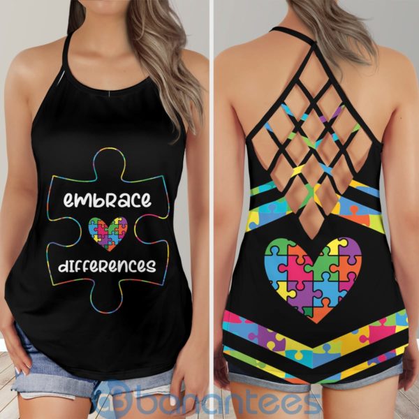 Embrace Difference Love Autism Awareness Criss Cross Tank Top Product Photo