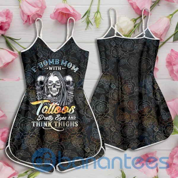 F Bomb Mom With Tattoos Pretty Eyes And Thick Thighs Rompers For Women Product Photo