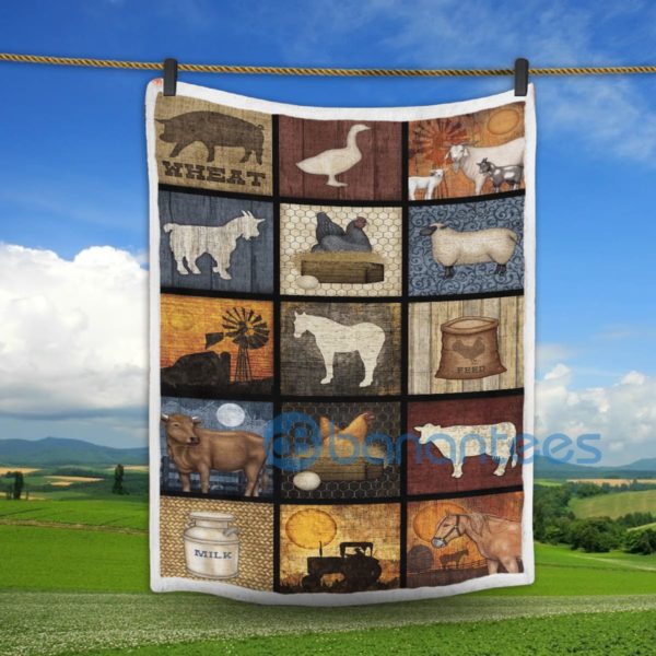 Farm Animals Art Design Sherpa Blanket Product Photo