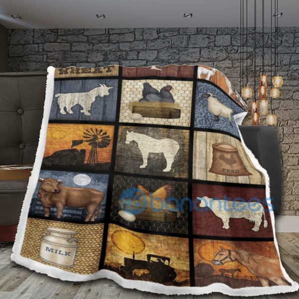Farm Animals Art Design Sherpa Blanket Product Photo