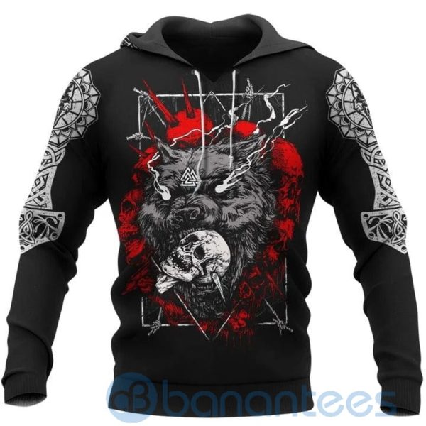 Fenrir Wolf Skull Viking Hoodie All Over Printed 3D Hoodie Product Photo