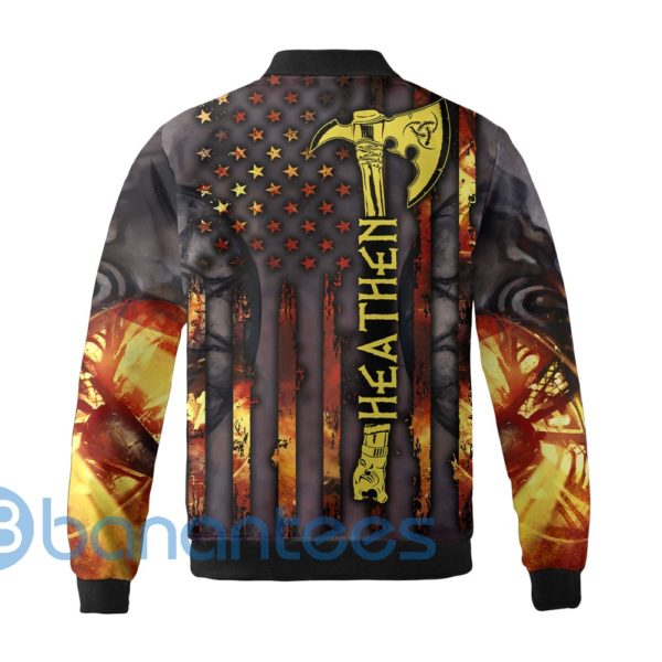 Fire Skull Viking Quilt Fleece Bomber Jacket Product Photo