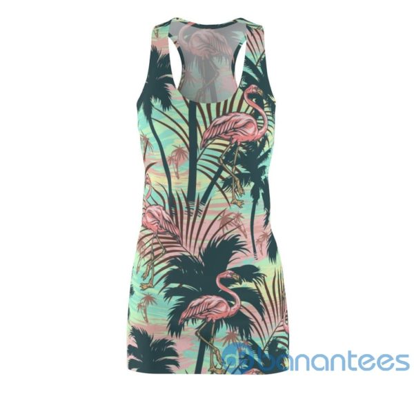 Flamingo And Tropical Palm Tree Art Racerback Dress Product Photo