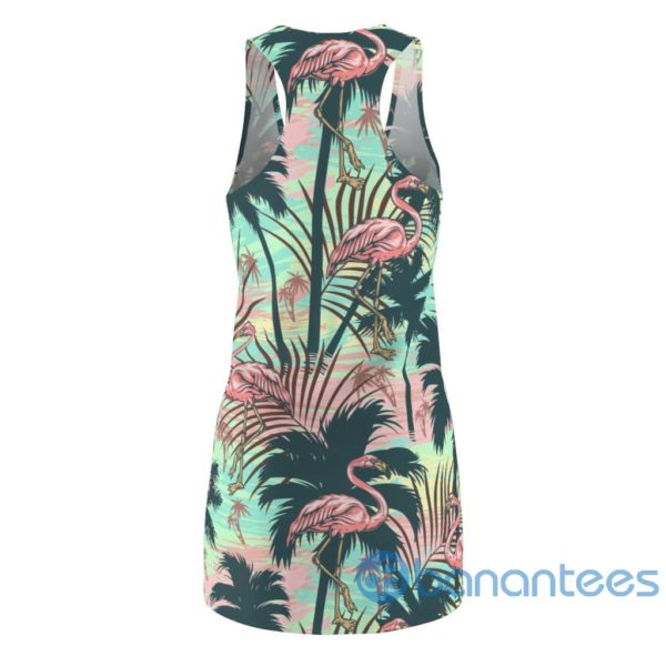 Flamingo And Tropical Palm Tree Art Racerback Dress Product Photo