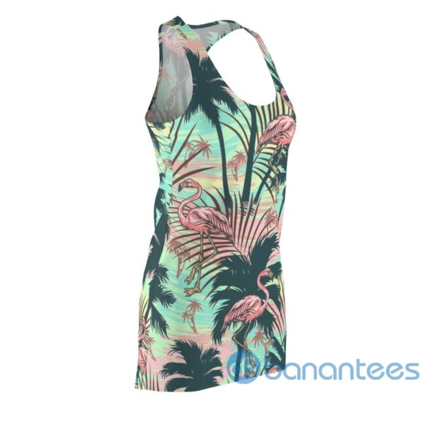 Flamingo And Tropical Palm Tree Art Racerback Dress Product Photo