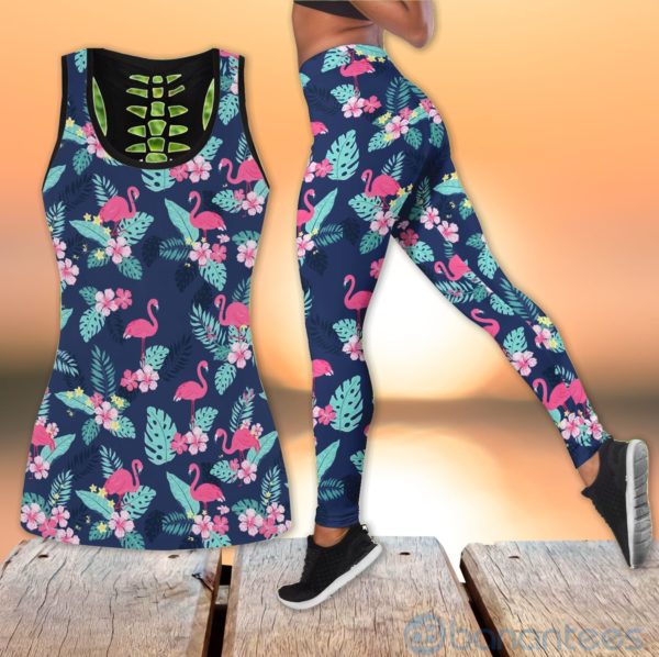 Flamingo Tropical Hollow Tank And Legging Outfit Product Photo