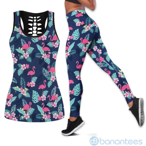 Flamingo Tropical Hollow Tank And Legging Outfit Product Photo