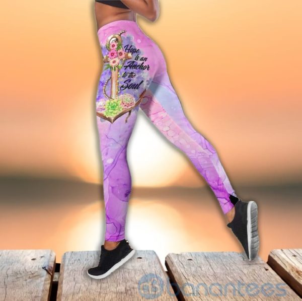 Floral Anchor Hollow Tank And Legging Outfit Product Photo