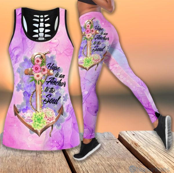 Floral Anchor Tank Top Legging Set Outfit Product Photo