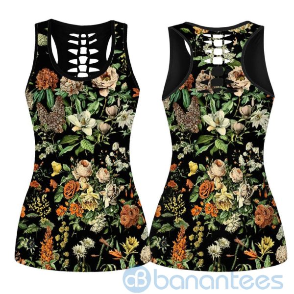 Floral Garden Yoga Hollow Tank And Legging Outfit Product Photo