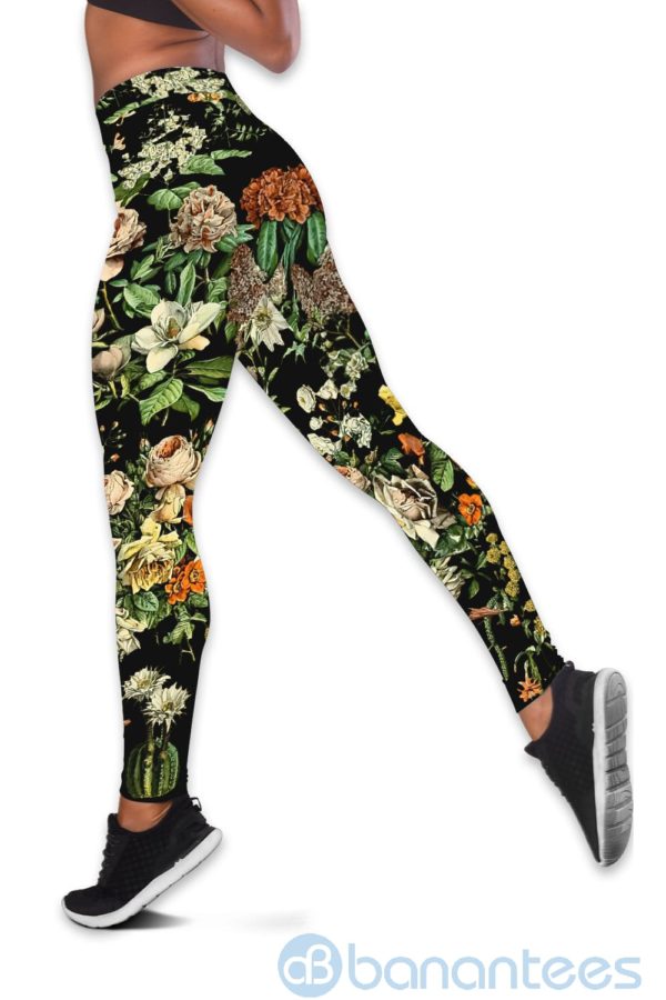 Floral Garden Yoga Hollow Tank And Legging Outfit Product Photo