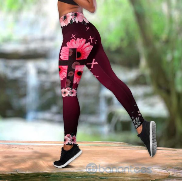 Flower Cross Tank Top Legging Set Outfit Product Photo