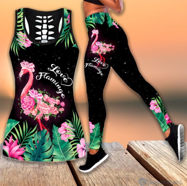 Flower Flamingo Tank Top Legging Set Outfit Product Photo