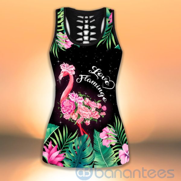 Flower Flamingo Tank Top Legging Set Outfit Product Photo