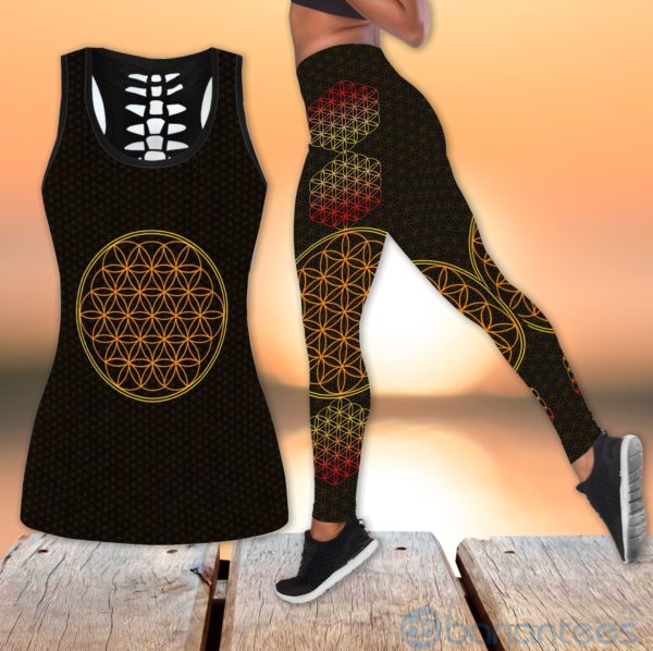Flower Of Life Yoga Hollow Tank And Legging Outfit Product Photo