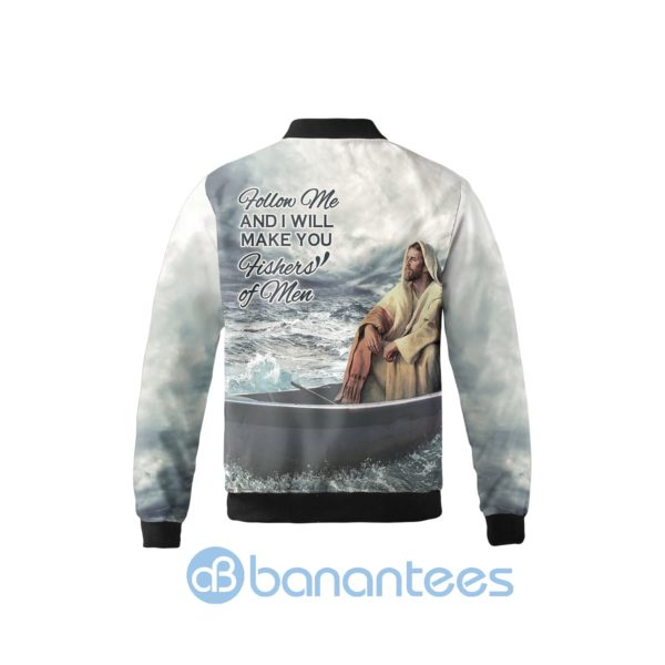 Follow Me And I Will Make You Fishers of Men Jesus Fleece Bomber Jacket Product Photo