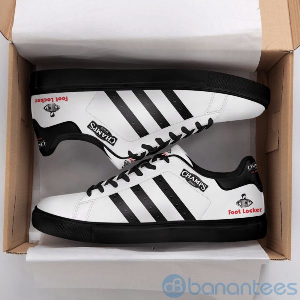 Foot Locker Champs Sports Black Striped White Low Top Skate Shoes Product Photo