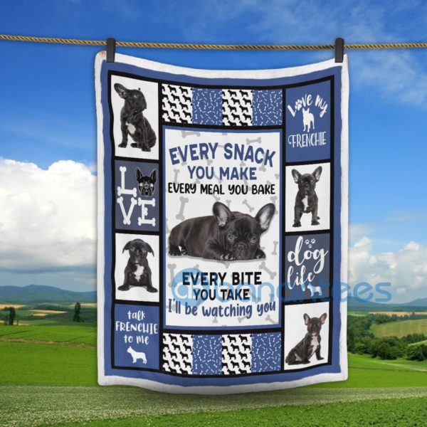 French Bulldog I'll Be Watching You Sherpa Blanket Product Photo