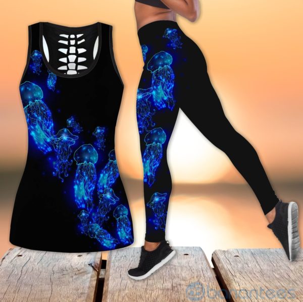 Galaxy Sporty Jelly Yoga Hollow Tank And Legging Outfit Product Photo