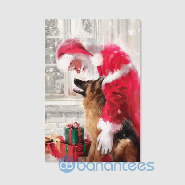 German Shepherd And Santa Claus Merry Christmas Wall Art Wall Product Photo