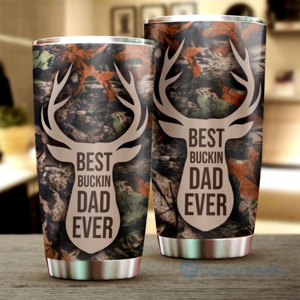 Gift For Dad Best Buckin' Dad Ever Camo Forest Tumbler Product Photo