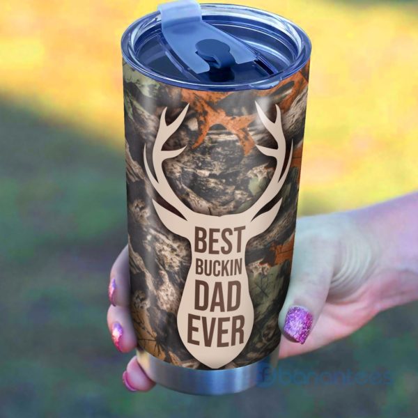 Gift For Dad Best Buckin' Dad Ever Camo Forest Tumbler Product Photo