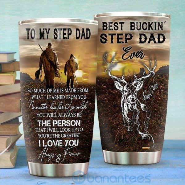 Gift For Dad Deer Hunting Best Buckin' Step Dad Ever Tumbler Product Photo