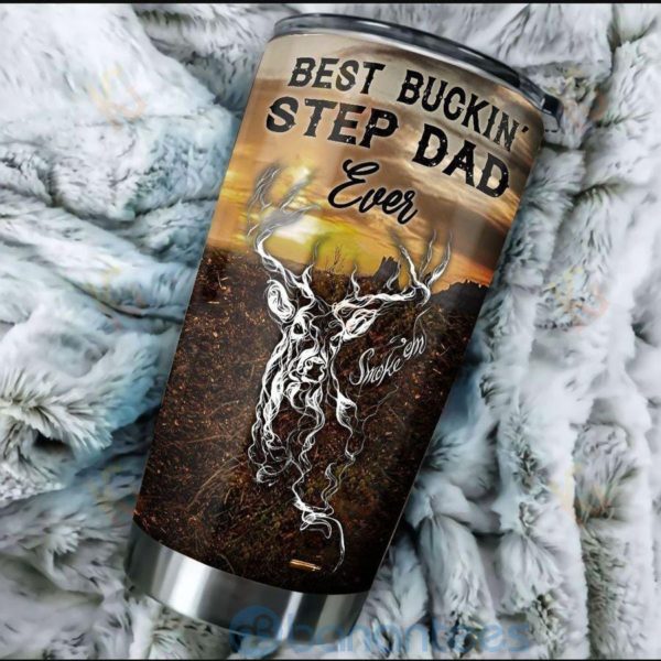 Gift For Dad Deer Hunting Best Buckin' Step Dad Ever Tumbler Product Photo