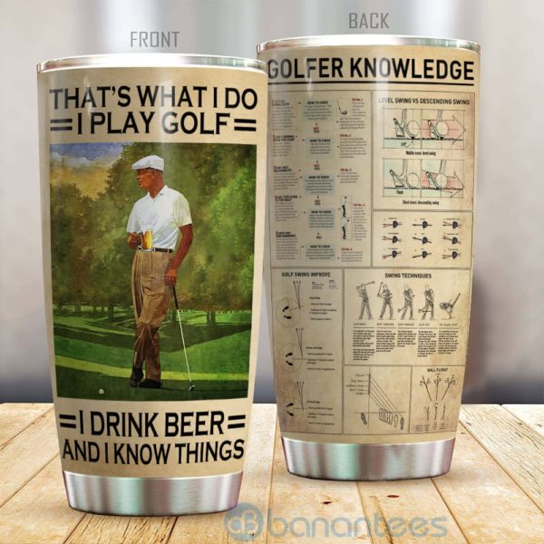 Gift For Dad Drink Beer Play Golf Tumbler Product Photo