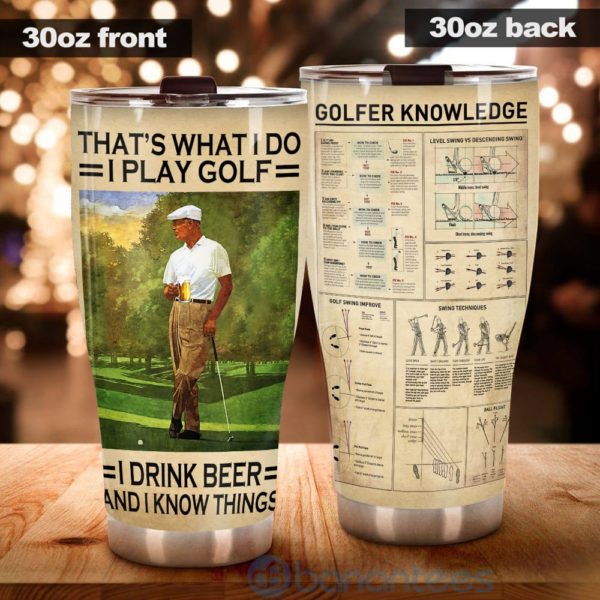 Gift For Dad Drink Beer Play Golf Tumbler Product Photo
