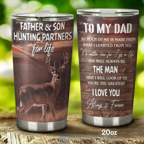 Gift For Dad Father And Son Hunting Partners For Life Tumbler Product Photo