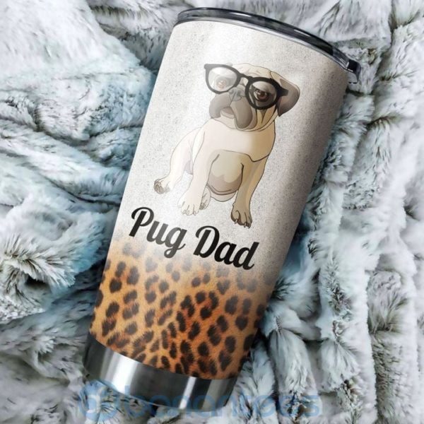 Gift For Dad Leopard Skin Pattern Pug Dad Tumbler Product Photo