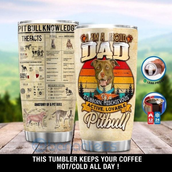 Gift For Dad Proud Pitbull Dad Tumbler Product Photo