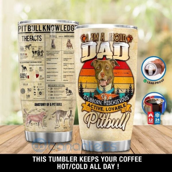Gift For Dad Proud Pitbull Dad Tumbler Product Photo