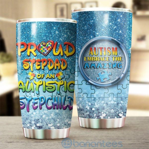 Gift For Dad Proud Stepdad Of An Autistic Child Tumbler Product Photo