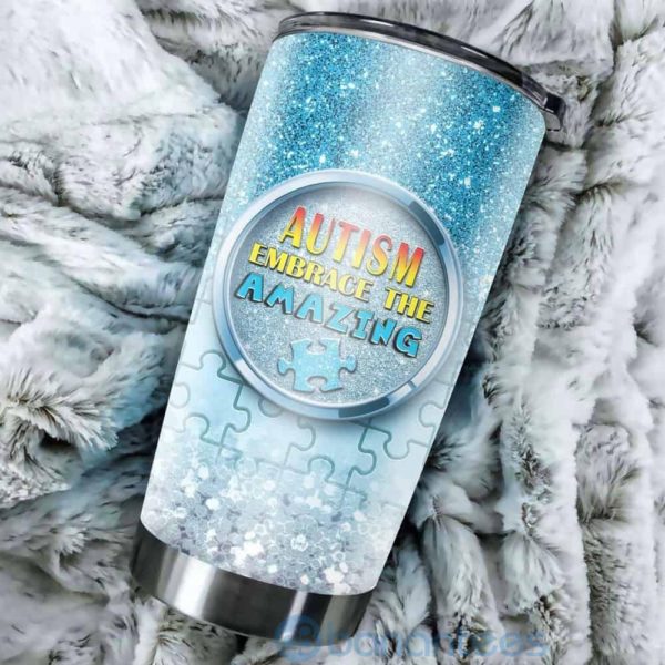 Gift For Dad Proud Stepdad Of An Autistic Child Tumbler Product Photo
