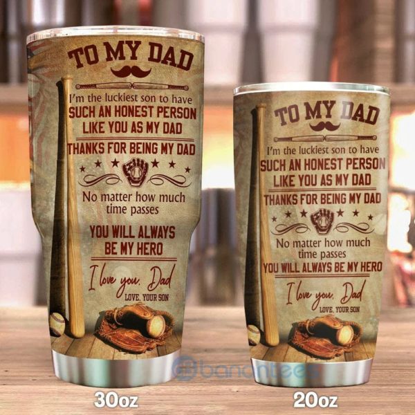 Gift For Dad Thank For Being My Dad Baseball Tumbler Product Photo