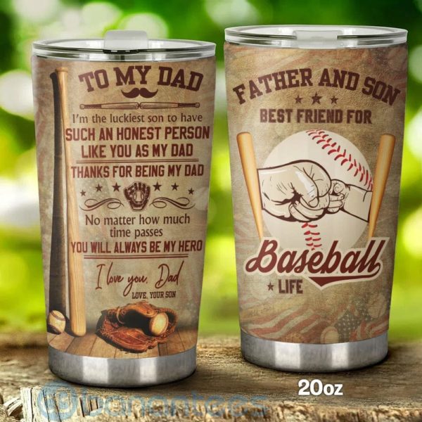Gift For Dad Thank For Being My Dad Baseball Tumbler Product Photo