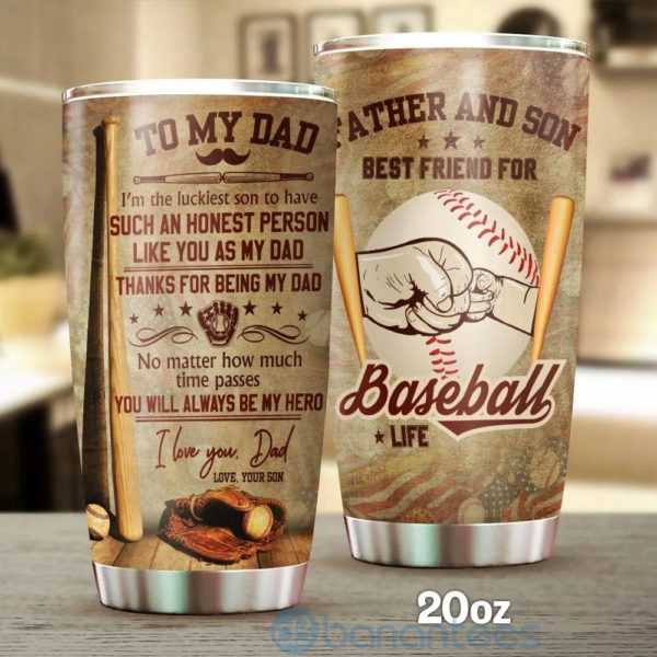 Gift For Dad Thank For Being My Dad Baseball Tumbler Product Photo