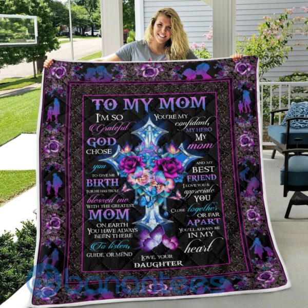 Gift For Mom, Cross Butterfly Quilt Blanket Product Photo