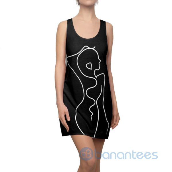 Girl Line Art Simple Design Black Racerback Dress For Women Product Photo