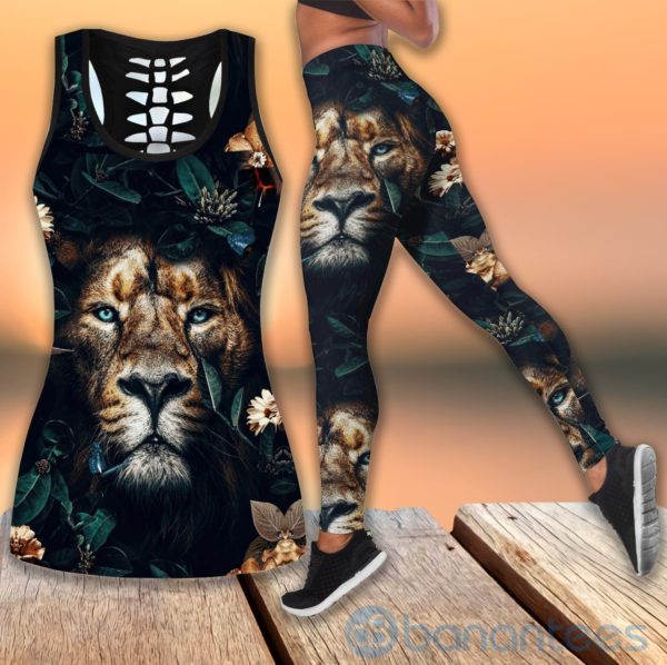 Girls Love Flower And Lion Tank Top Legging Set Outfit Product Photo