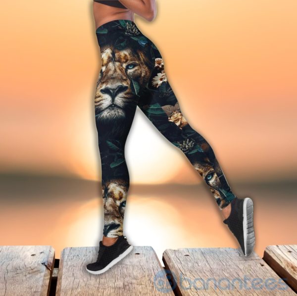 Girls Love Flower And Lion Tank Top Legging Set Outfit Product Photo