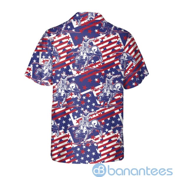 Godoprint Rodeo Bull Rider Patriotic American Flag Hawaiian Shirt Product Photo
