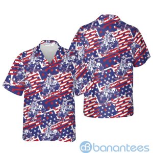 Godoprint Rodeo Bull Rider Patriotic American Flag Hawaiian Shirt Product Photo