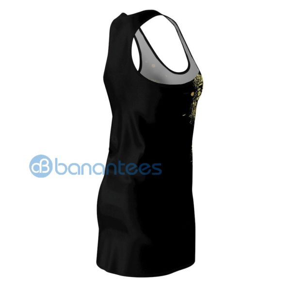 Gold Butterfly Design Black Racerback Dress For Women Product Photo