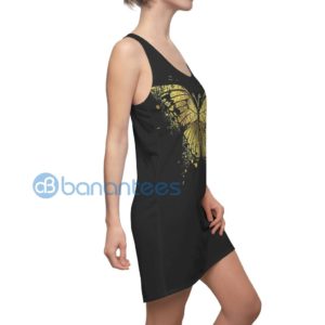 Gold Butterfly Design Black Racerback Dress For Women Product Photo